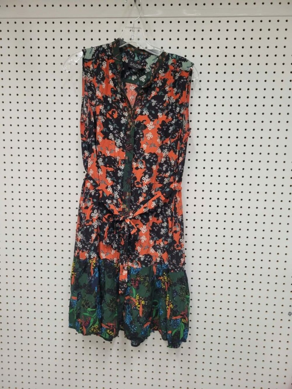 Saloni Floral Print Sleeveless Button-Down Midi Dress With Belt Size US 6 UK 10